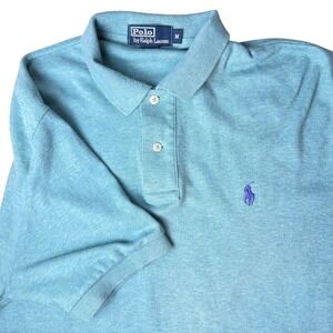 Polo Ralph Lauren Shirt Mens Medium Green Excellent Short Sleeve Heathered Pony